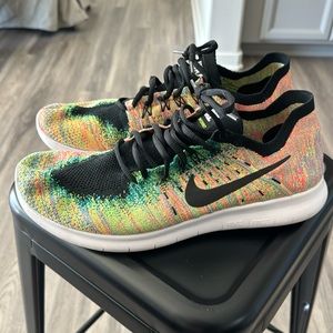 Nike Mens Free RN Flyknit ‘Blue Lagoon’ Multicolor Tie Dye 880843 005 Size 12